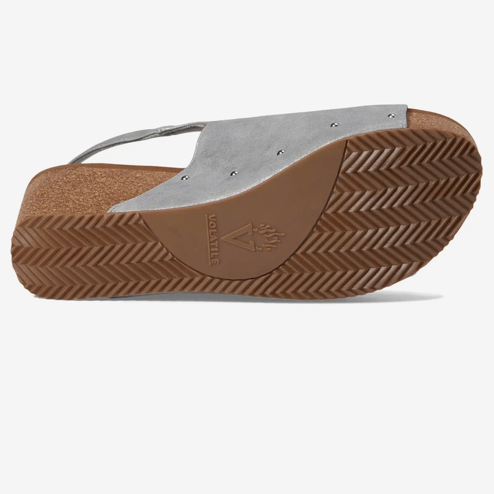 Volatile Metallic Silver Wedge Sandals - Picture 3 of 7